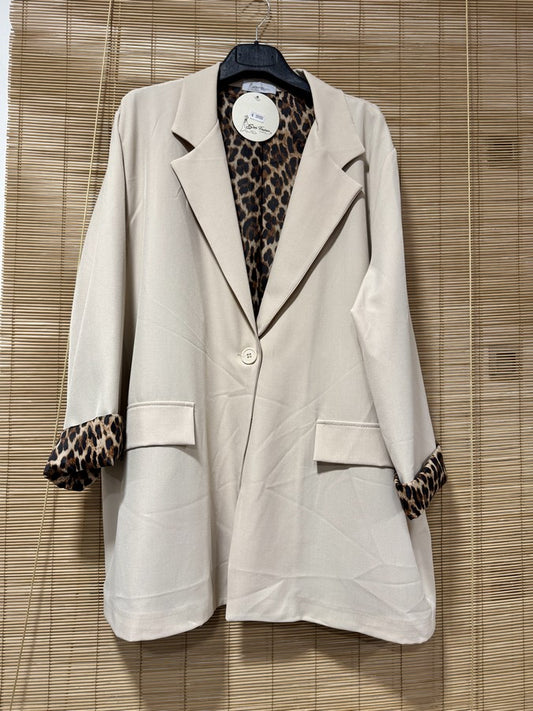 GRANDE TAILLE - Blazer intérieur léopard beige