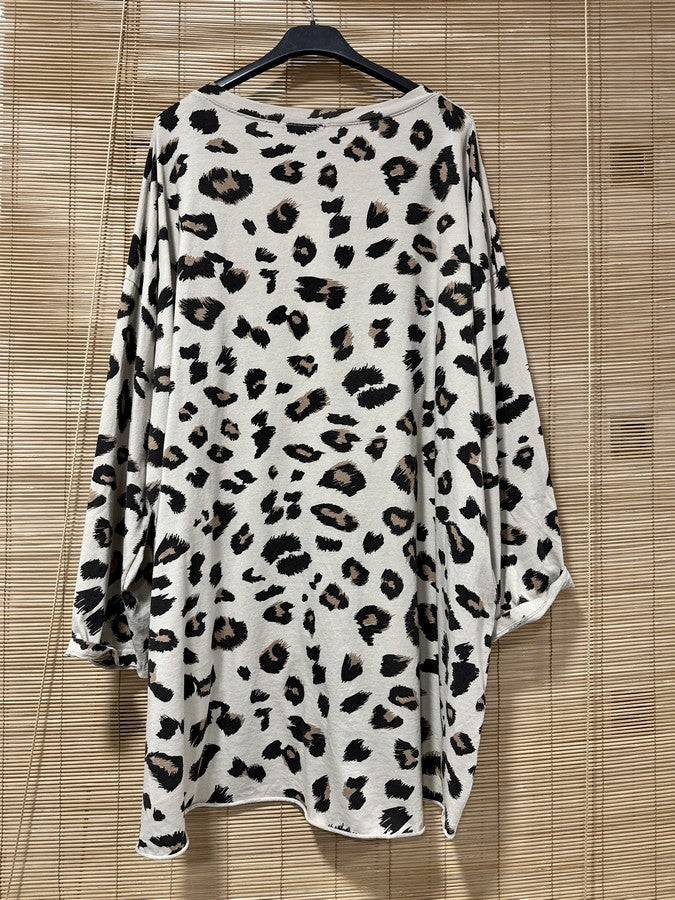 GRANDE TAILLE - T-shirt manches longues léo J'ADORE beige