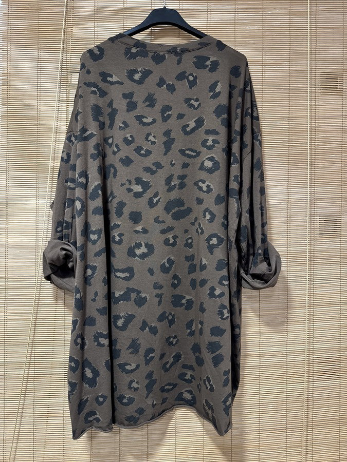 GRANDE TAILLE - T-shirt manches longues léo J'ADORE marron