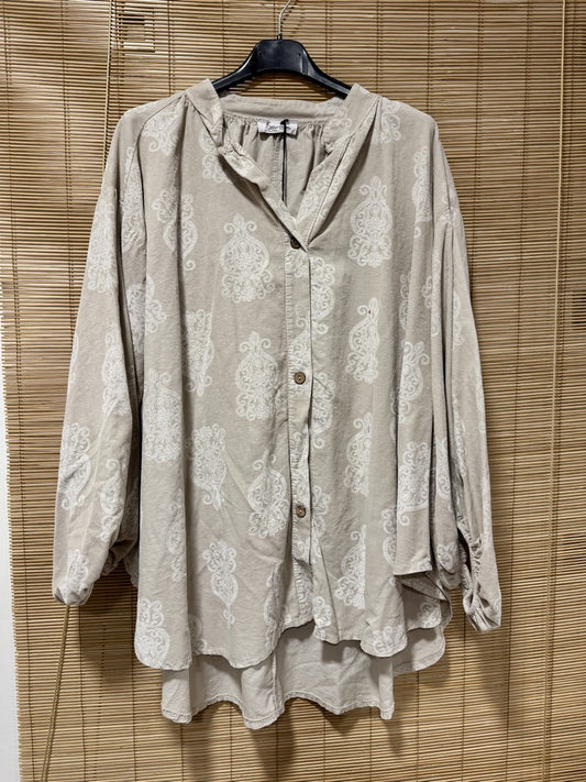GRANDE TAILLE - Chemise en velours arabesques beige