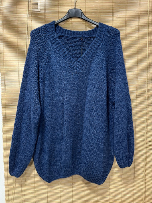 GRANDE TAILLE - Pull long Oversize bleu marine