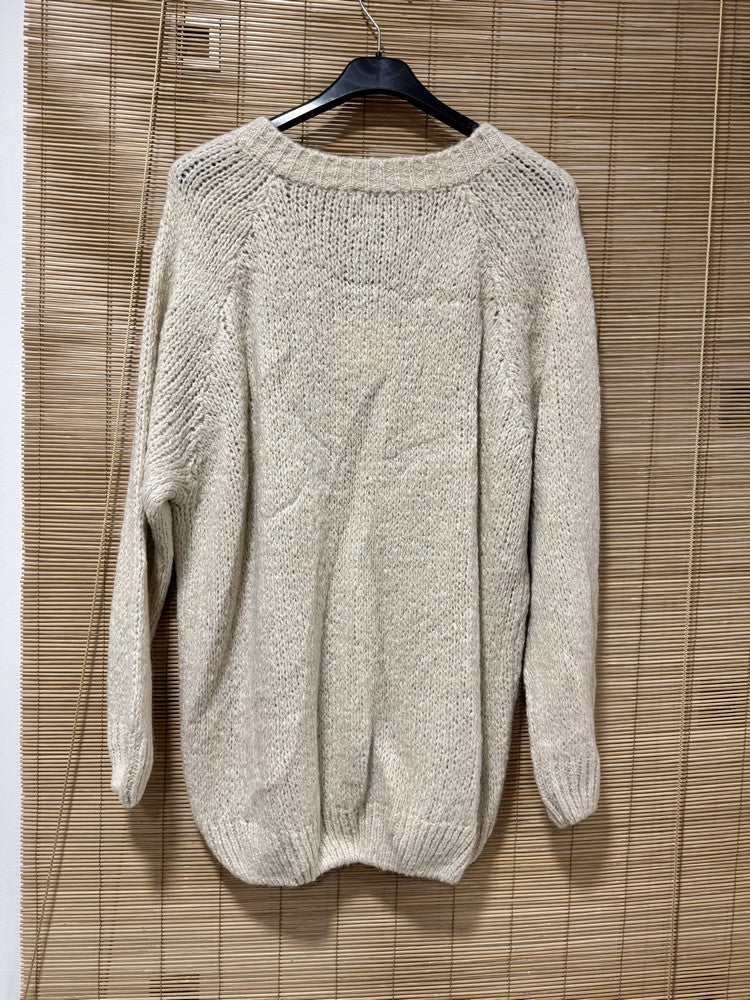 GRANDE TAILLE - Pull long Oversize beige