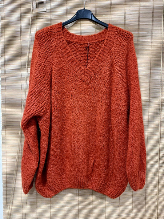 GRANDE TAILLE - Pull long Oversize rouille