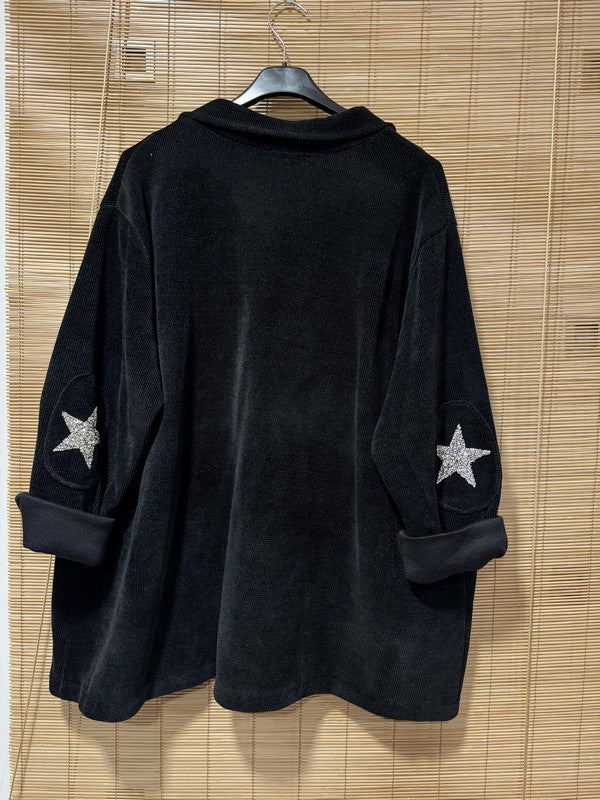 GRANDE TAILLE - Blazer velours étoiles coudes noir