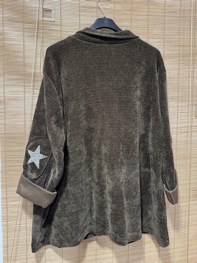 GRANDE TAILLE - Blazer velours étoiles coudes marron