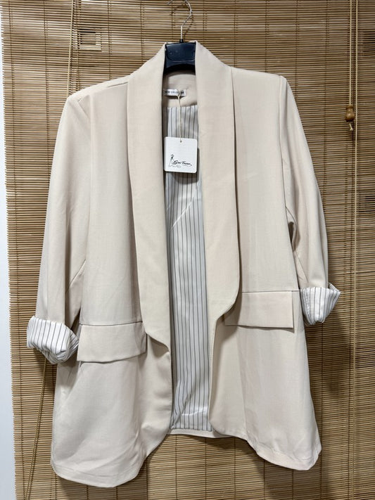 GRANDE TAILLE - Blazer rayé beige