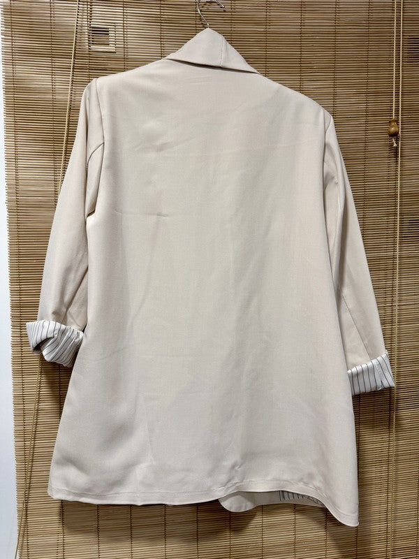 GRANDE TAILLE - Blazer rayé beige