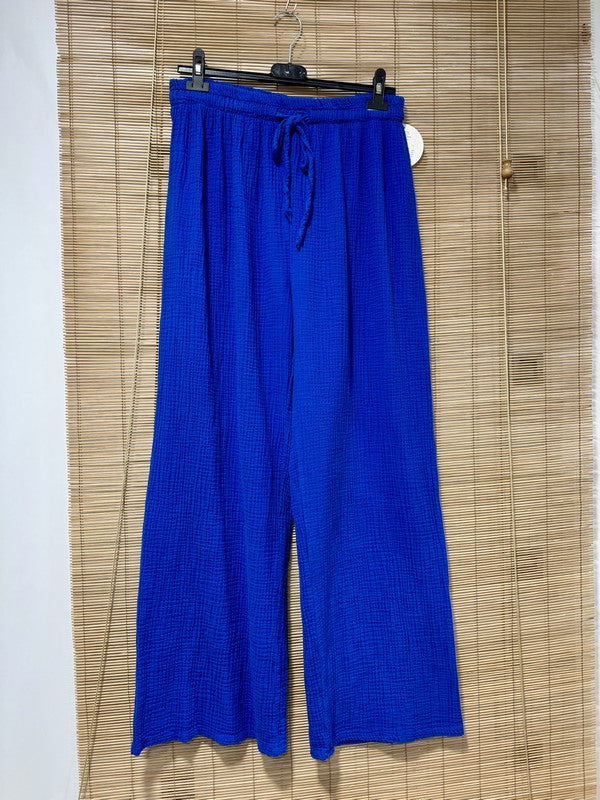 GRANDE TAILLE - Pantalon gaze de coton bleu roi