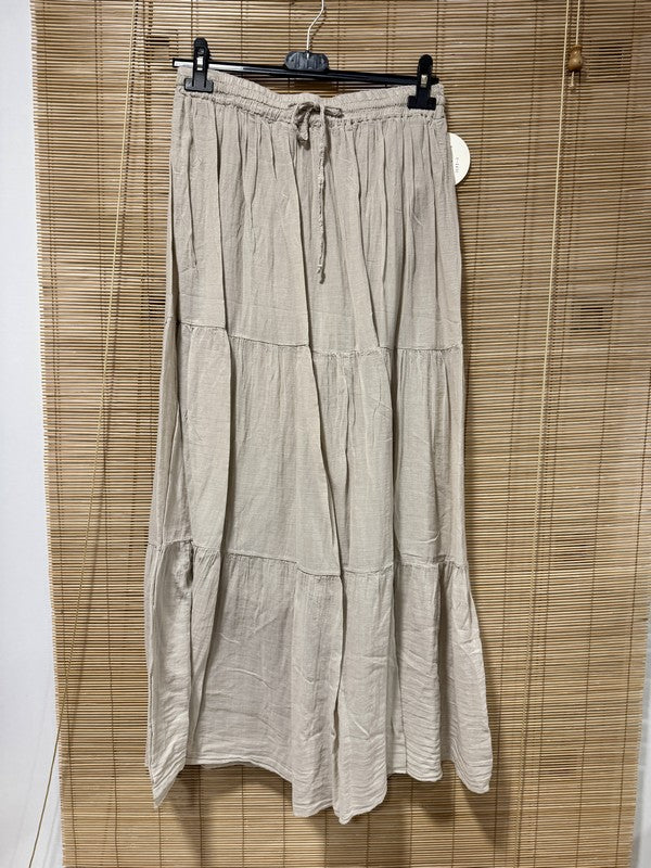 GRANDE TAILLE - Jupe longue voile de coton sable
