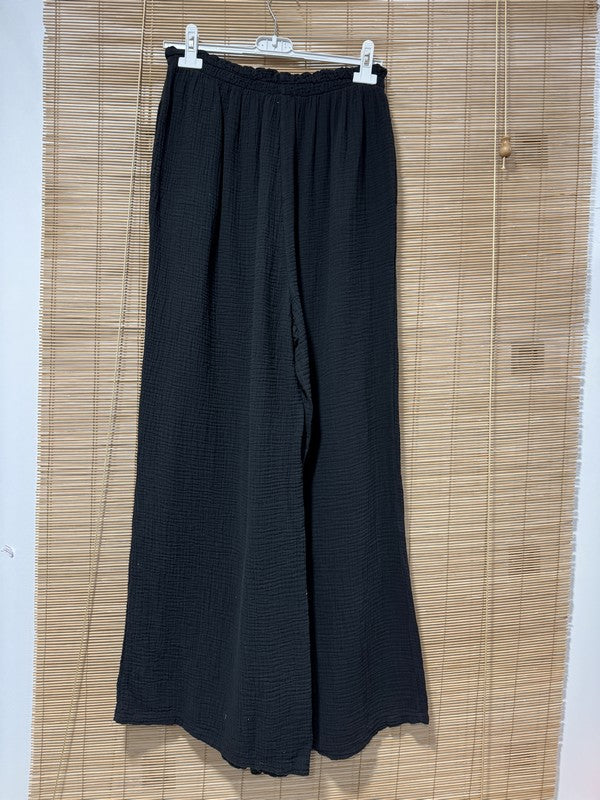 GRANDE TAILLE - Pantalon gaze de coton noir