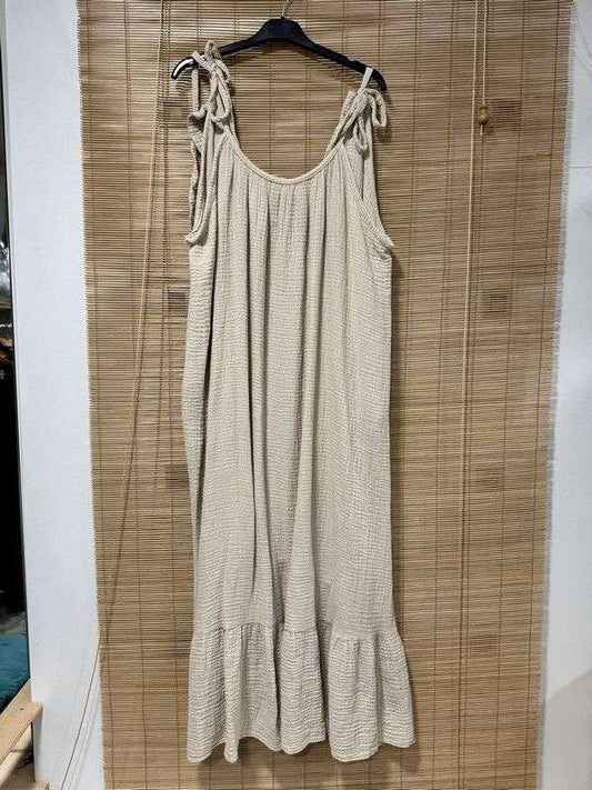 GRANDE TAILLE - Robe gaze de coton bretelles sable