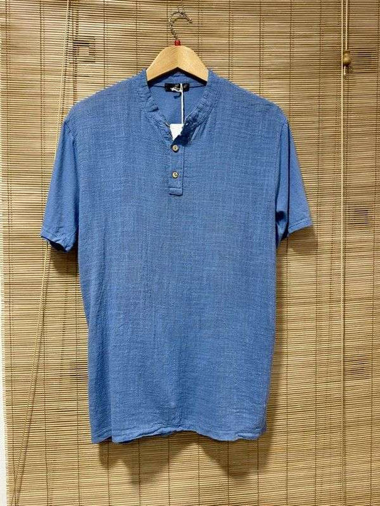 T-shirt ADAMO col tunisien bleu jean