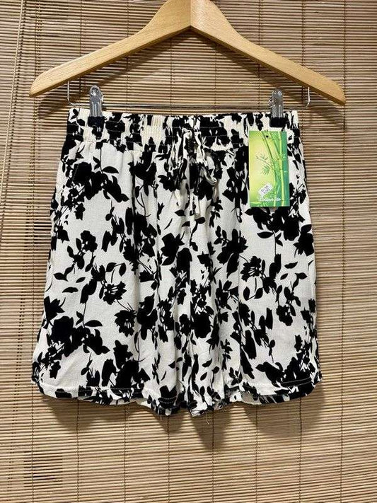 Short fluide Hawaï blanc/noir
