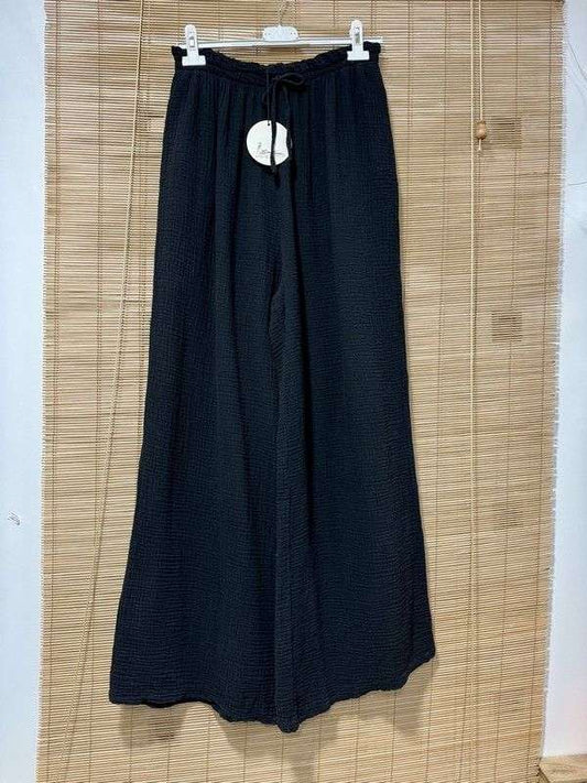GRANDE TAILLE - Pantalon gaze de coton noir