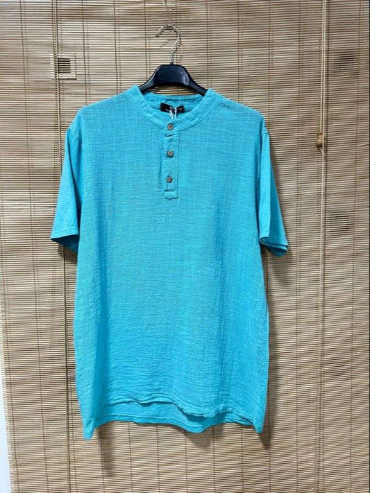 T-shirt ADAMO col tunisien turquoise