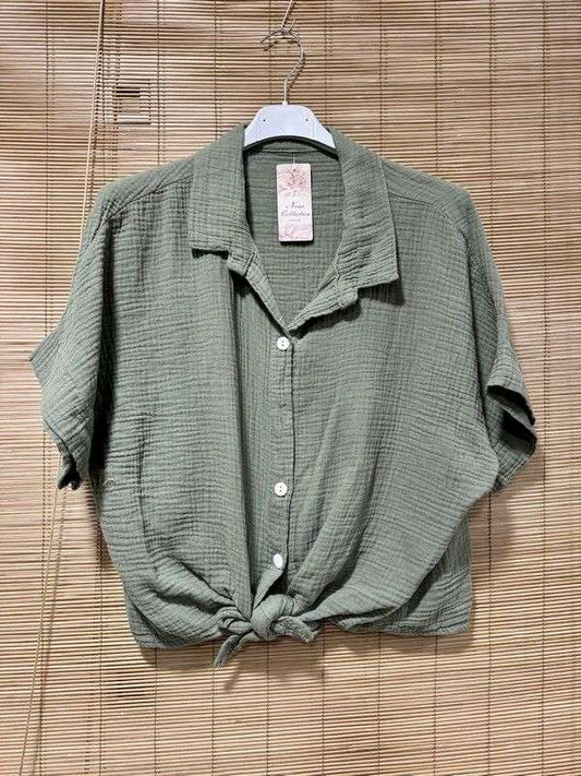 Chemisier gaze de coton kaki