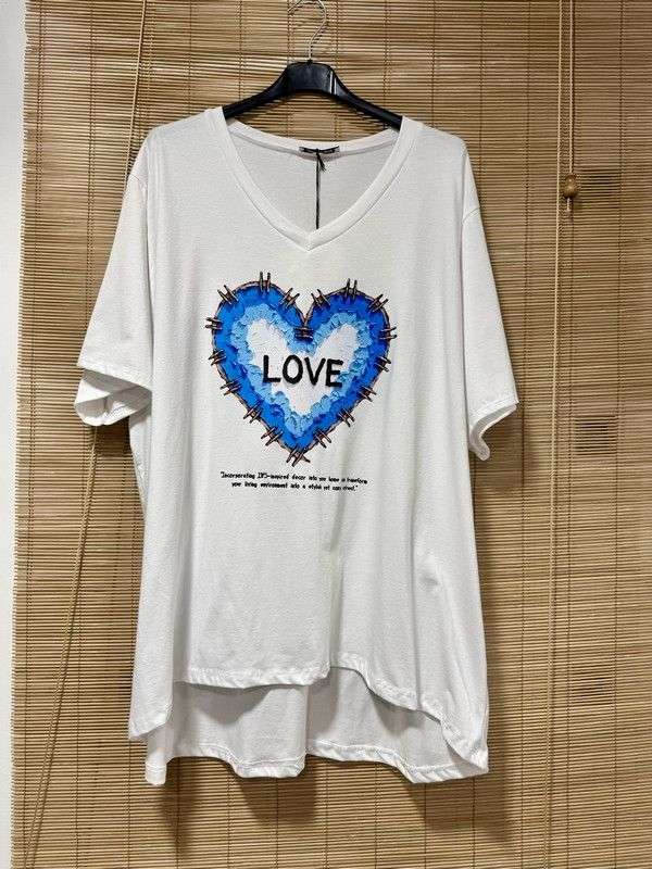 GRANDE TAILLE - T-shirt cœur bleu