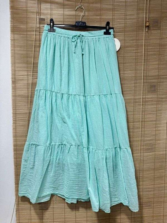 GRANDE TAILLE - Jupe longue voile de coton menthe