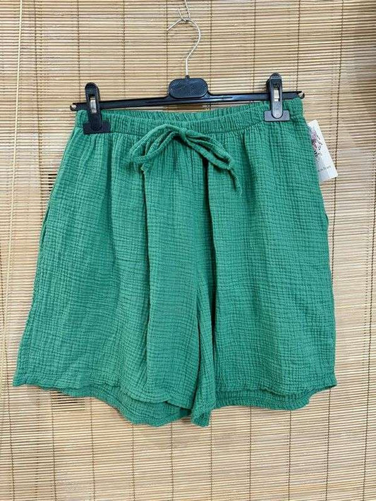 Short en gaze de coton vert gazon