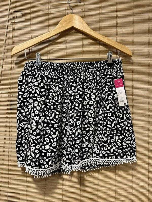 Short fluide fleuri bleu marine