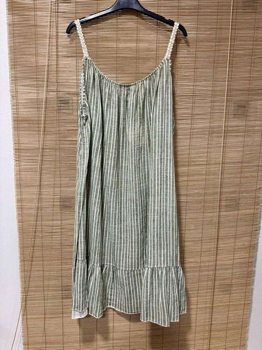GRANDE TAILLE - Robe à bretelles rayée kaki
