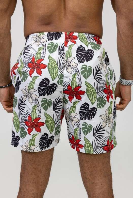 Short de bain jungle blanc