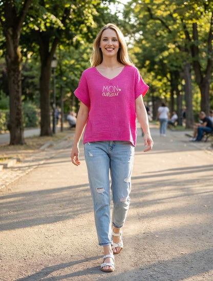 Blouse gaze de coton MON AMOUR jaune