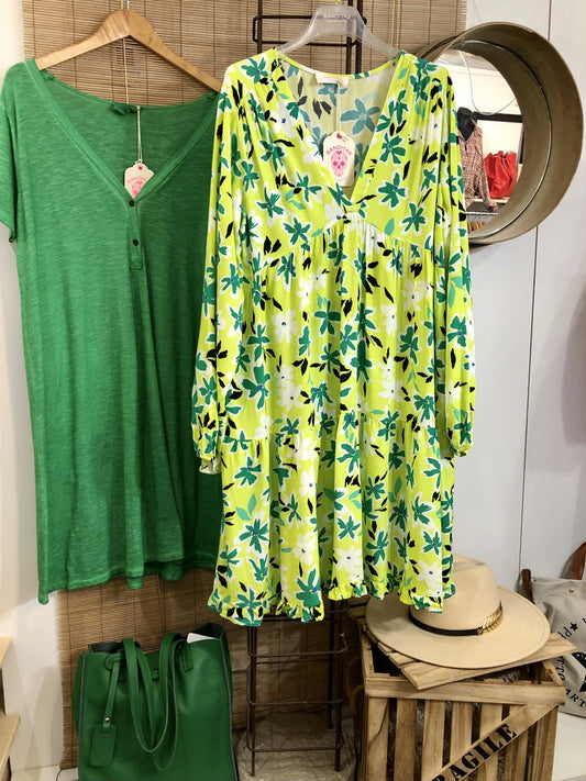 Robe MARSEILLE verte imprimée