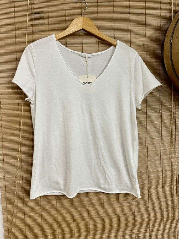 T-shirt col V blanc