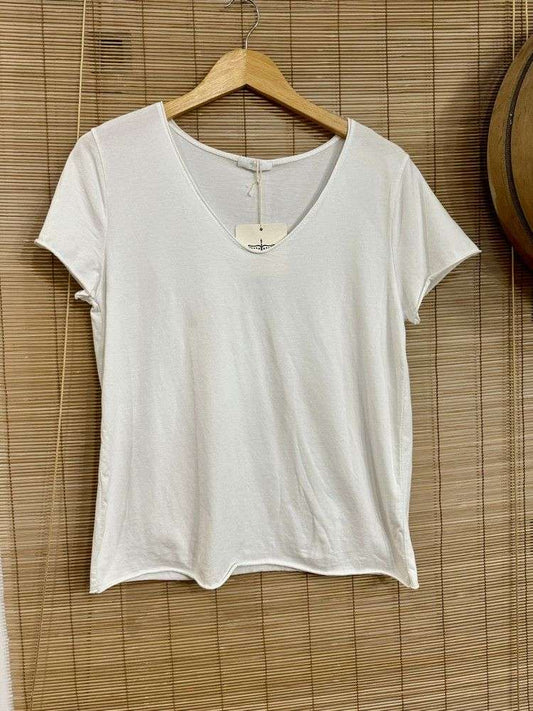 T-shirt col V blanc