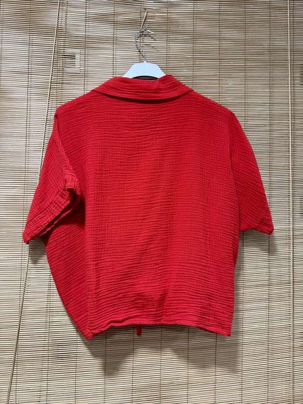 Chemisier gaze de coton rouge