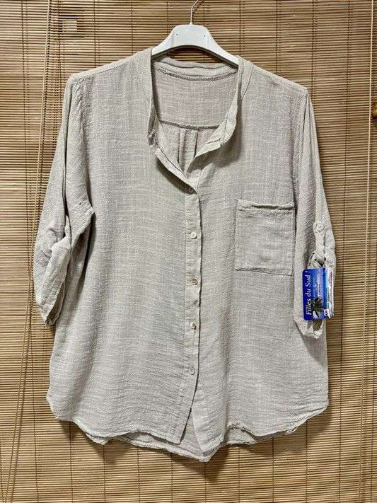 Chemise poche poitrine sable