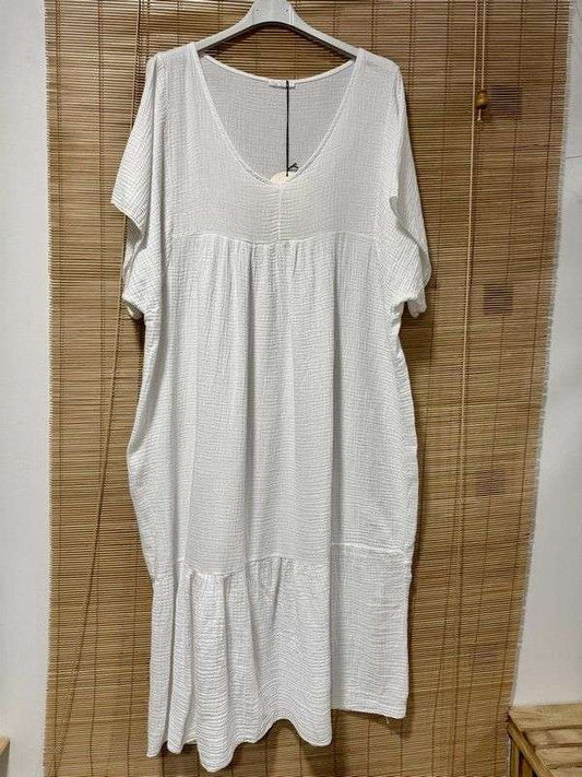 GRANDE TAILLE - Robe longue en gaze de coton blanche