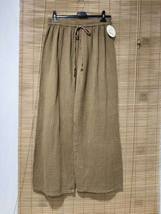 GRANDE TAILLE - Pantalon gaze de coton camel
