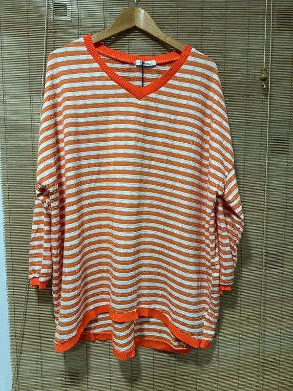 GRANDE TAILLE - Marinière col orange rayures oranges