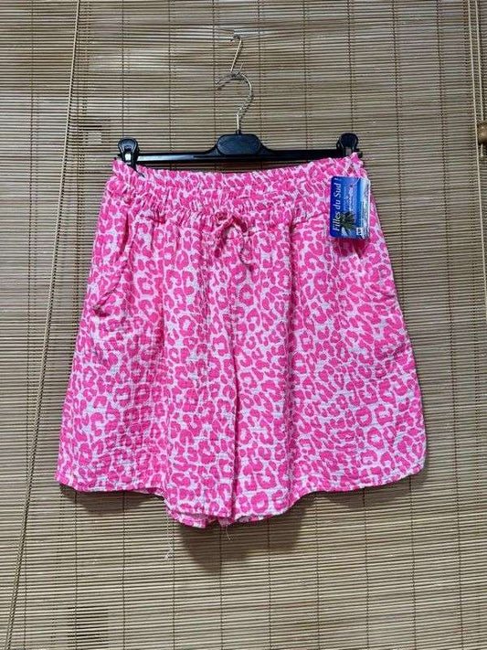 Short en gaze de coton léo rose