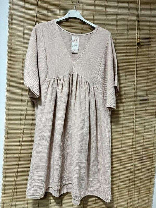 Robe gaze de coton vieux rose