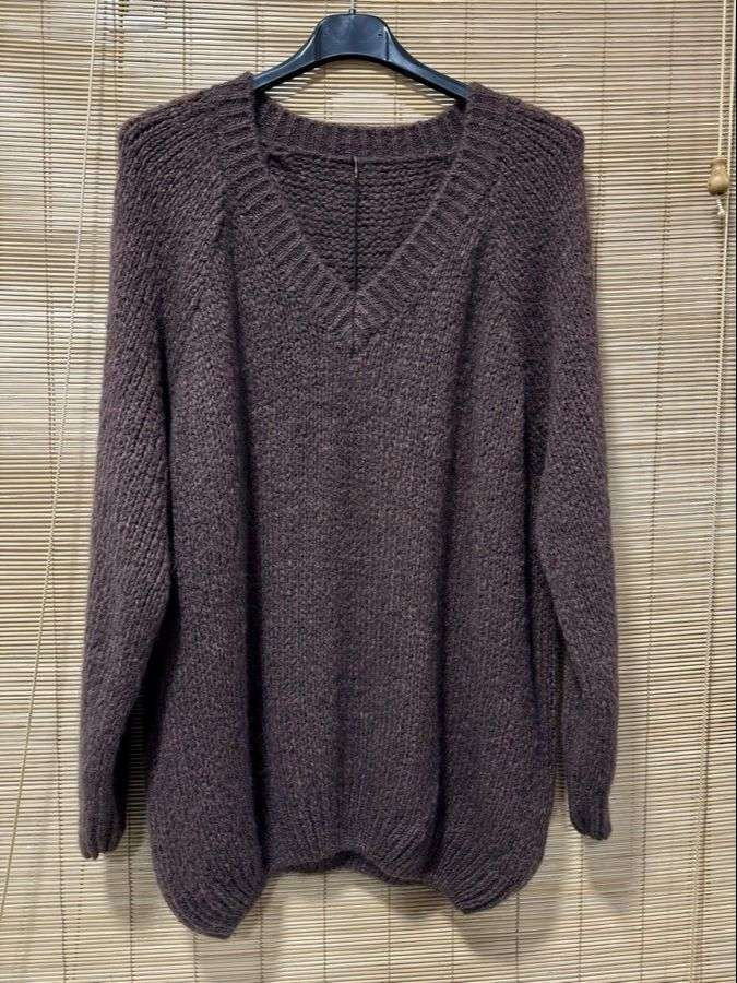 GRANDE TAILLE - Pull long Oversize chocolat