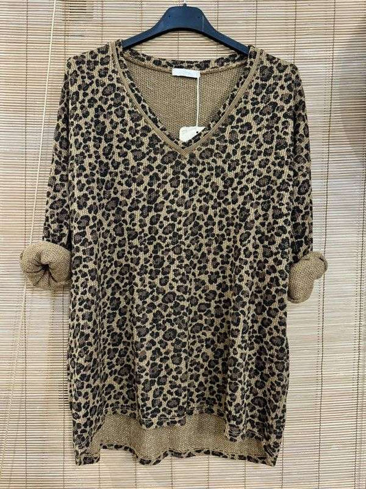 Pull fin lurex léo camel