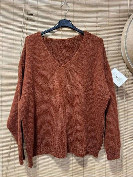 Pull col V LYA rouille
