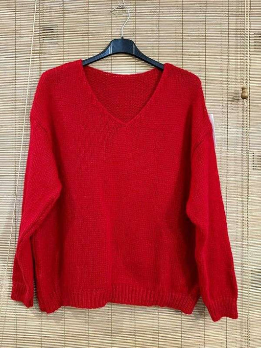 Pull col V LYA rouge