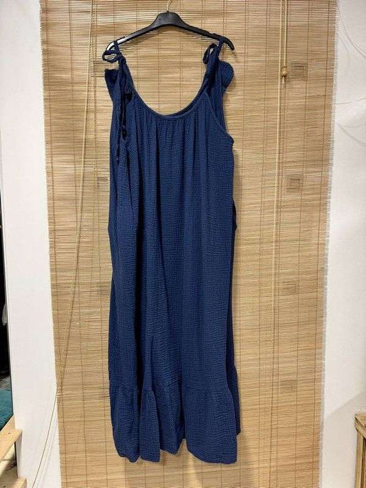 GRANDE TAILLE - Robe gaze de coton bretelles bleu marine