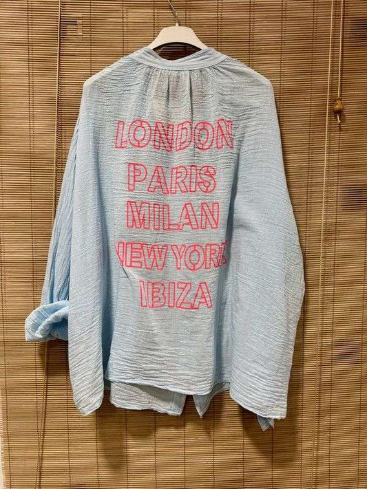 Chemise voile de coton LONDON bleu jean