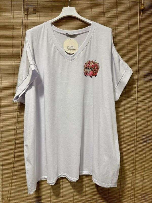 GRANDE TAILLE - T-shirt van fleuri blanc