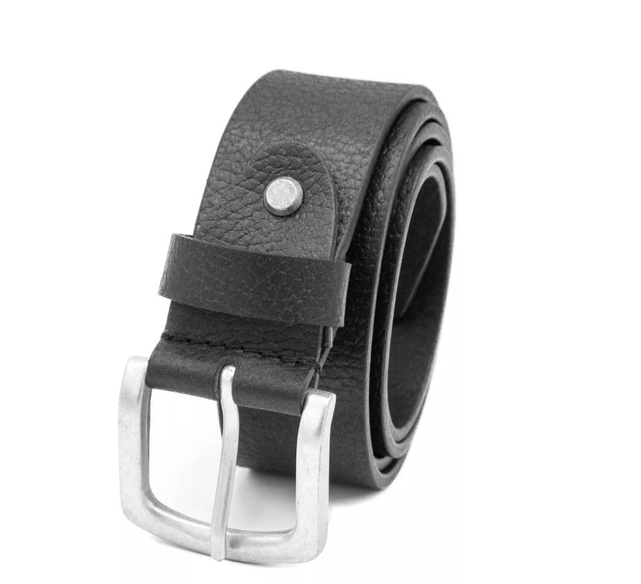 Ceinture noire homme en cuir 110cm