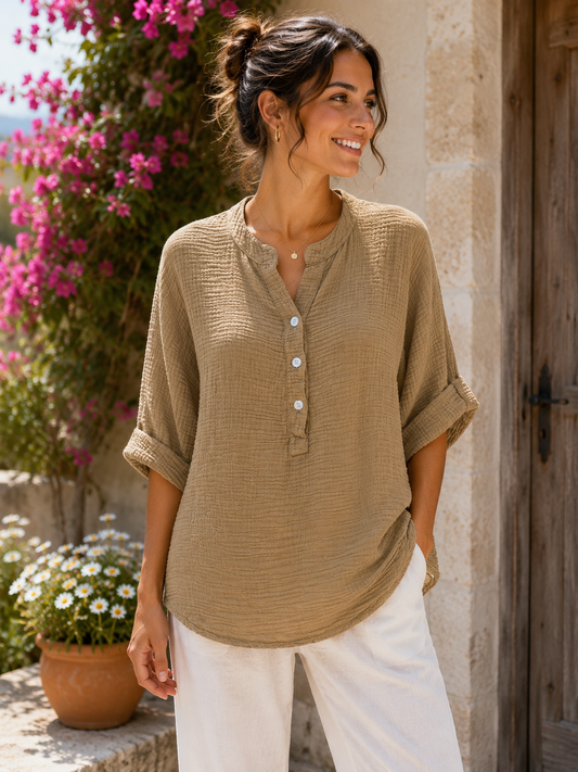 Blouse gaze de coton camel