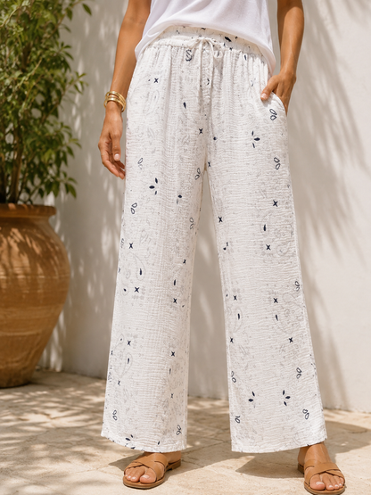 Pantalon gaze de coton banadana blanc