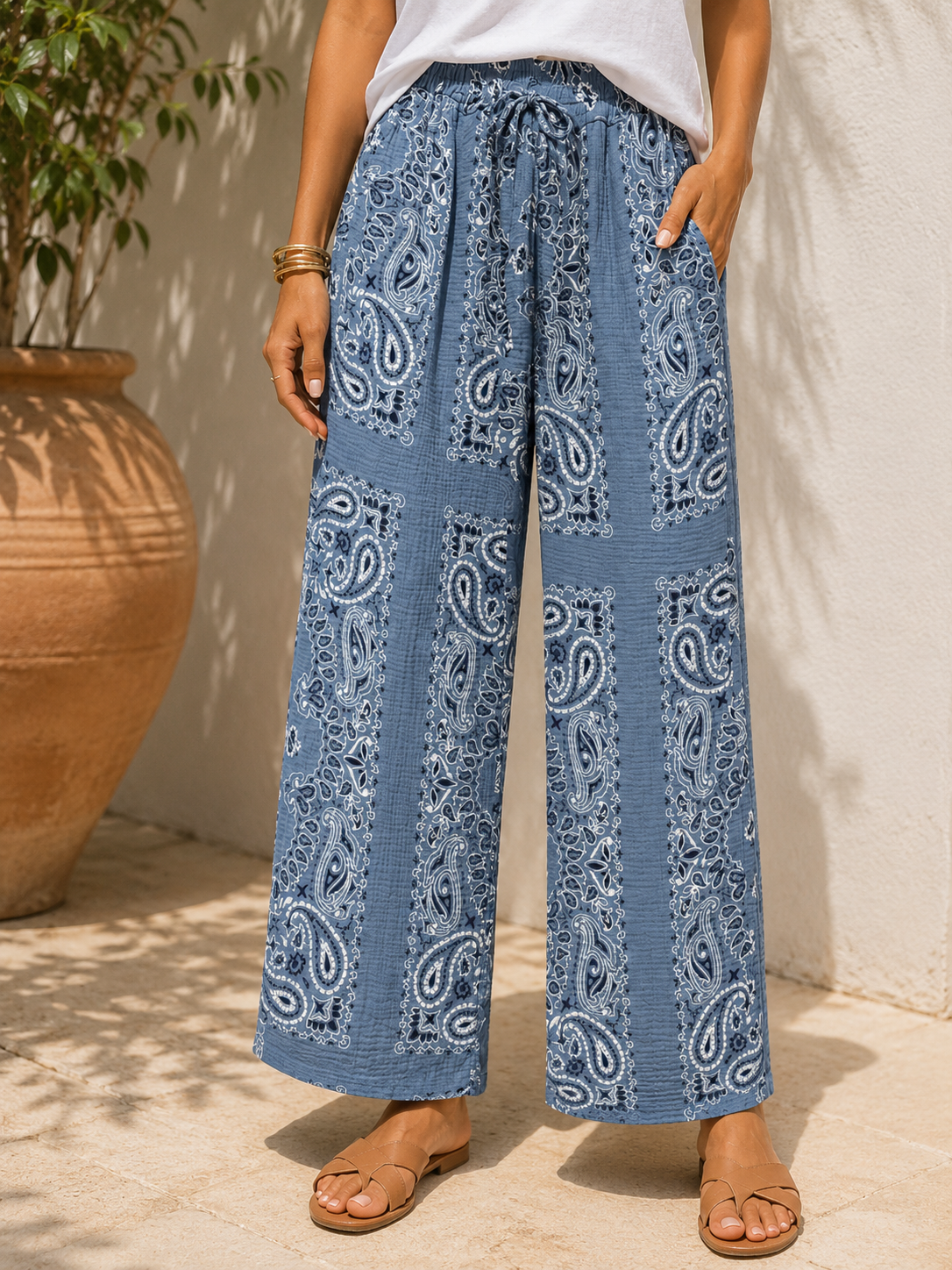 Pantalon gaze de coton banadana bleu jean