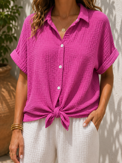 Chemise gaze de coton fuchsia