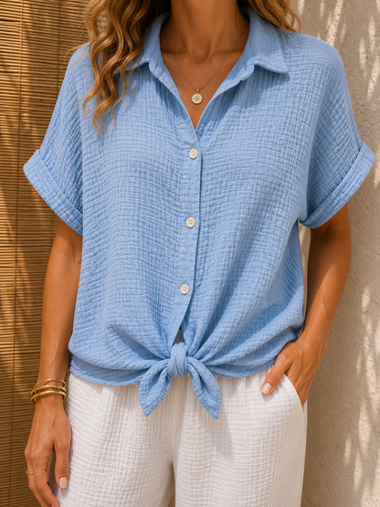 Chemise gaze de coton bleu ciel